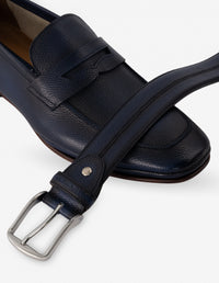 Mocasín de piel napa suaves en color azul para hombre