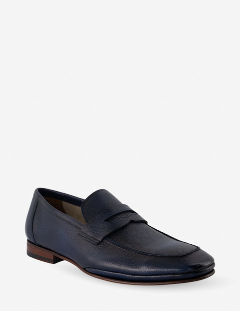 Mocasín de piel napa suaves en color azul para hombre