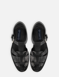 Cangrejera en piel napa lustrada en color negro para hombre