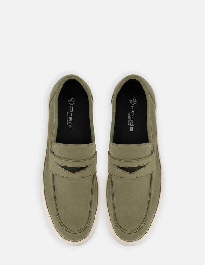 Mocasín en ante color verde para hombre