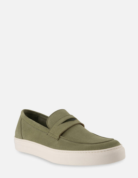 Mocasín en ante color verde para hombre