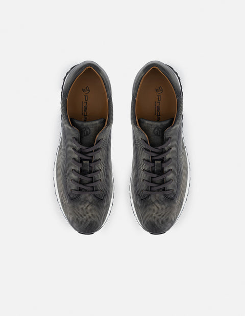 Tenis en piel napa color gris para hombre