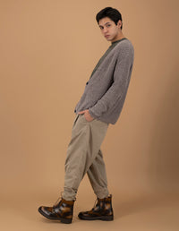 Botin en piel y ante color caoba con sombreados en aerografo y picado María para hombre