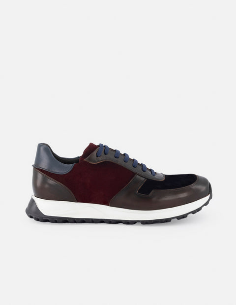 Deportivo en piel color azul con detalles en ante y suela extra light para hombre