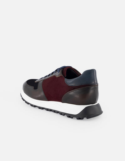 Deportivo en piel color azul con detalles en ante y suela extra light para hombre