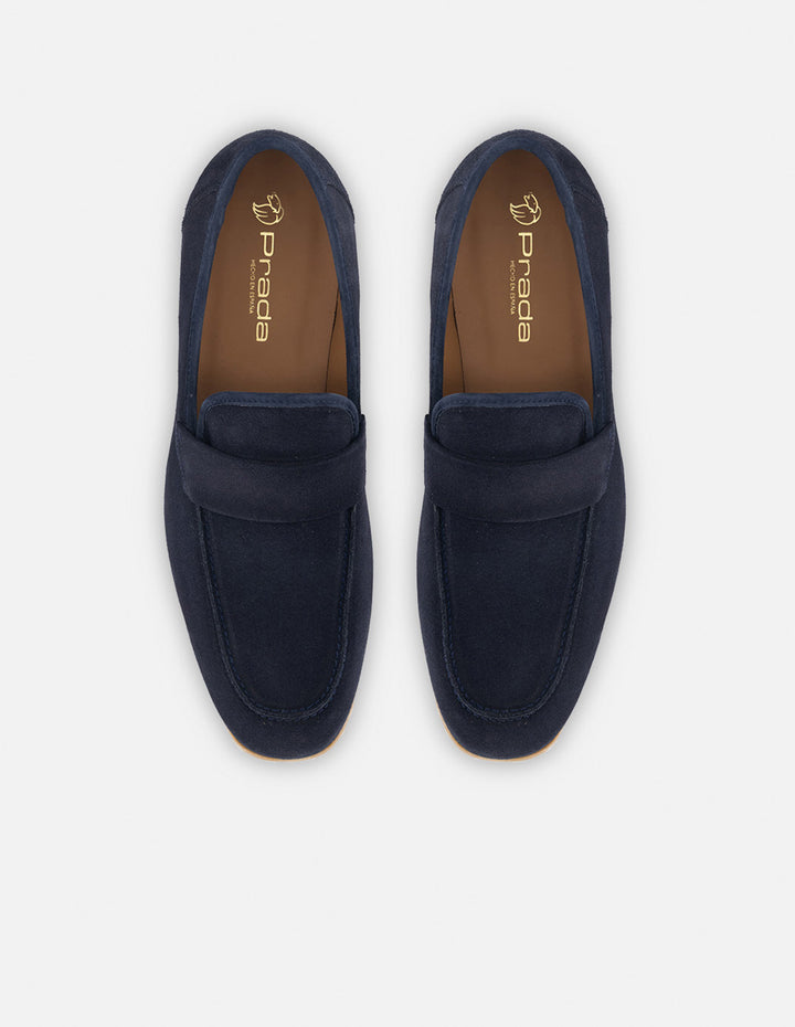 Mocasín en piel ante color azul marino para hombre