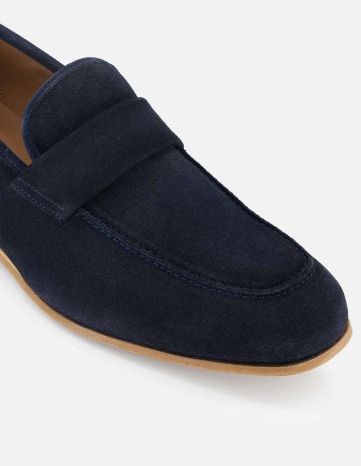 Mocasín en piel ante color azul marino para hombre