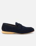 Mocasín en piel ante color azul marino para hombre