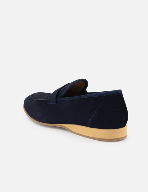 Mocasín en piel ante color azul marino para hombre