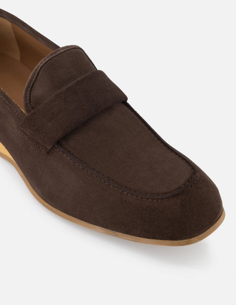 Mocasín en piel ante color marrón para hombre