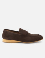 Mocasín en piel ante color marrón para hombre