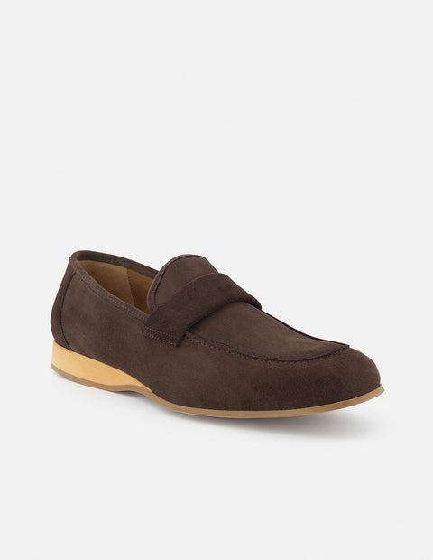 Mocasín en piel ante color marrón para hombre