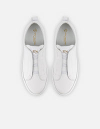 Tenis en piel bombeada color blanco para hombre