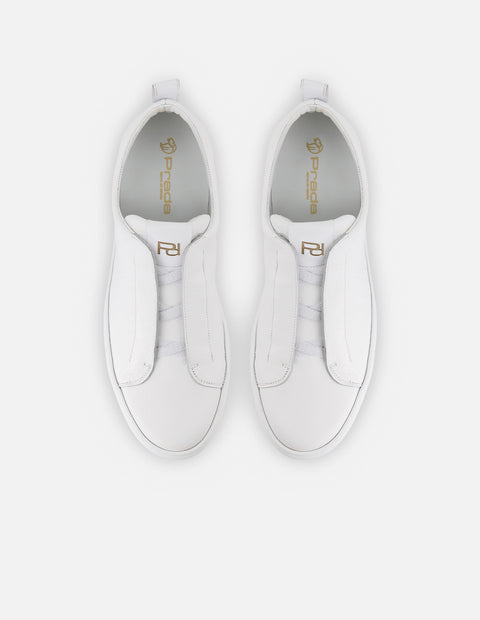 Tenis en piel bombeada color blanco para hombre