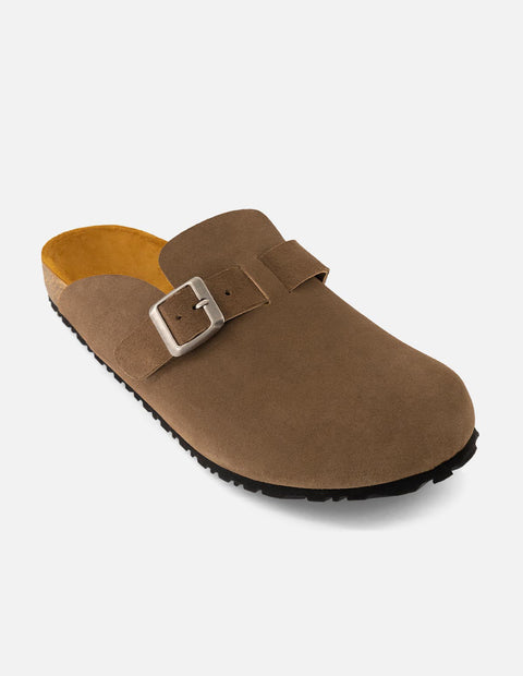 Mule en piel napa color lodo para hombre