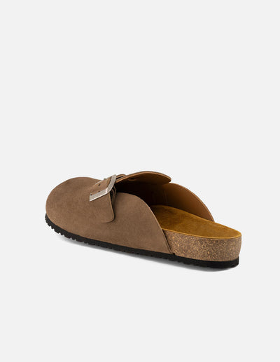 Mule en piel napa color lodo para hombre