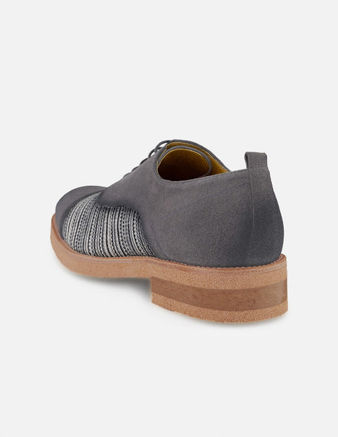 Zapato Oxford gris en ante y textil para hombre