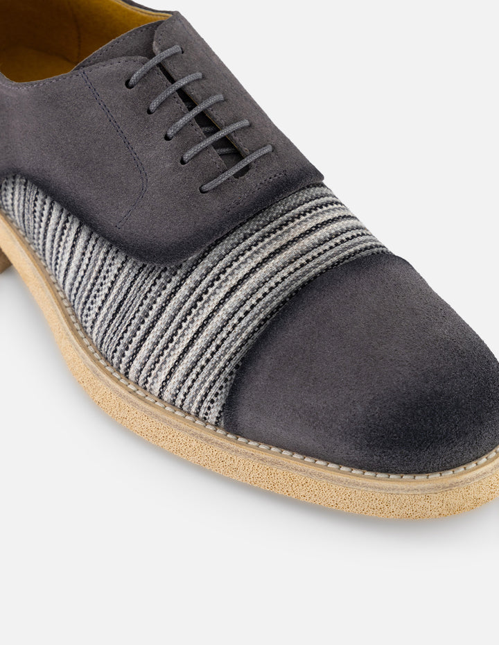Zapato Oxford gris en ante y textil para hombre