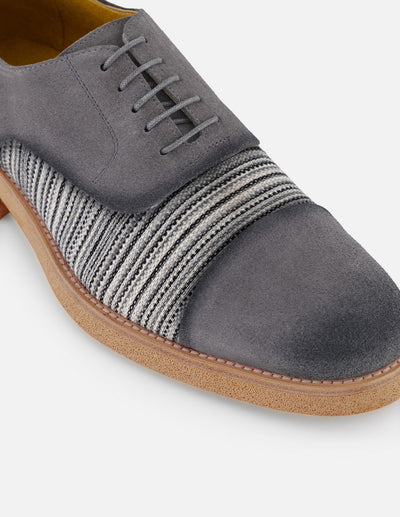 Zapato Oxford gris en ante y textil para hombre