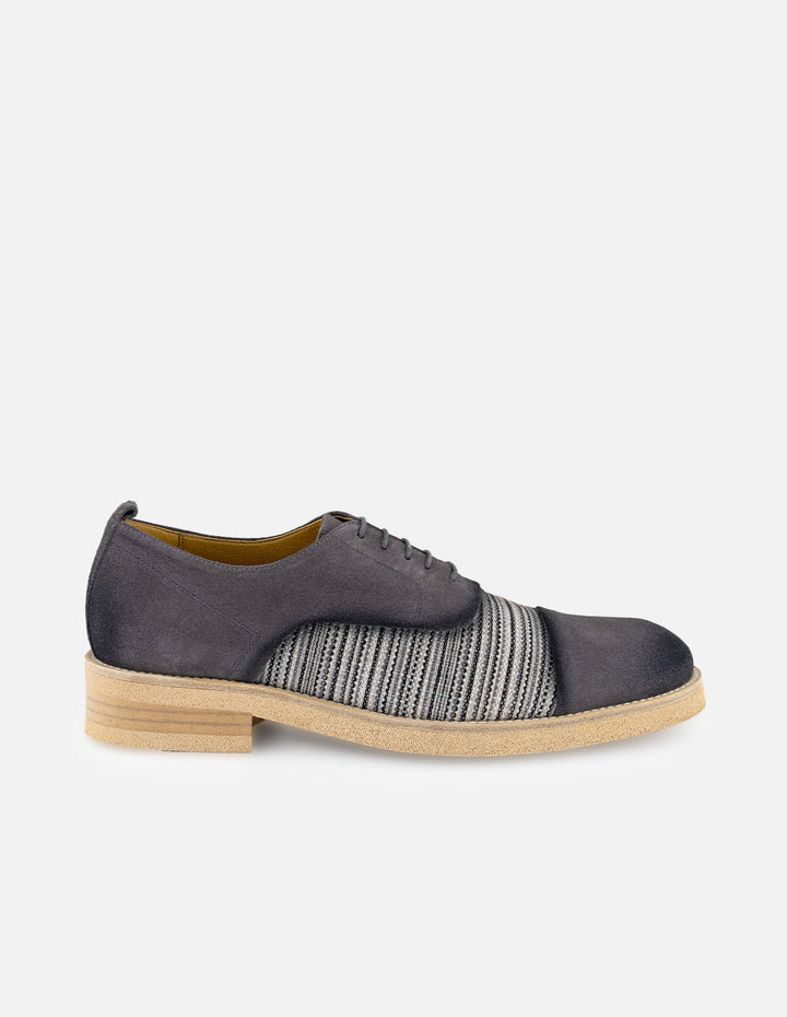 Zapato Oxford gris en ante y textil para hombre