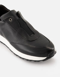 Tenis negros de piel para hombre sin cordones