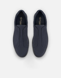 Tenis azul de nobuck para hombre sin cordones