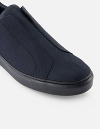 Tenis azul de nobuck para hombre sin cordones