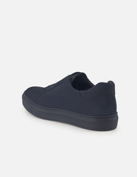 Tenis azul de nobuck para hombre sin cordones