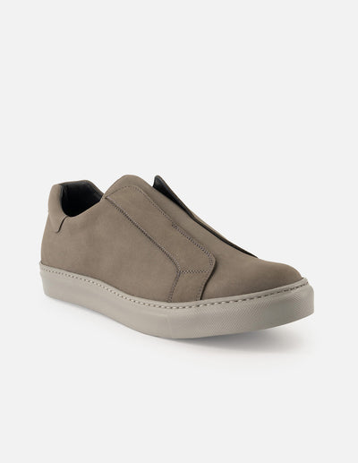 Tenis verde de nobuck para hombre sin cordones