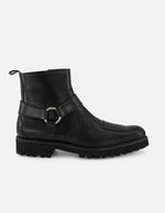 Botines negros de piel para hombre estilo motociclista con detalle tipo chopper
