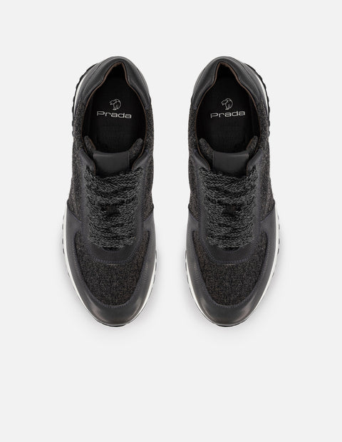 Tenis grises para hombre en textil tipo lana y piel bombeada