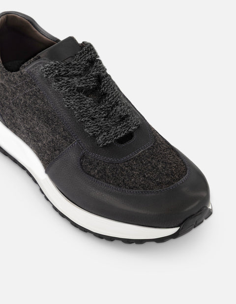 Tenis grises para hombre en textil tipo lana y piel bombeada