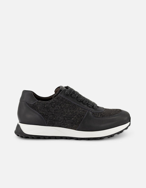 Tenis grises para hombre en textil tipo lana y piel bombeada