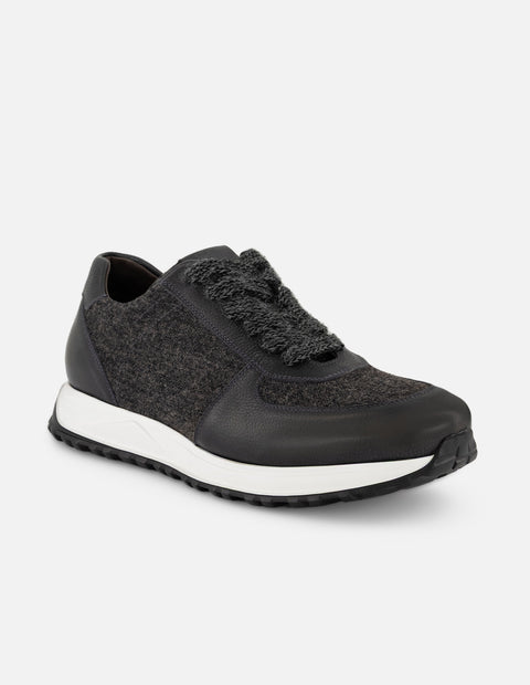 Tenis grises para hombre en textil tipo lana y piel bombeada
