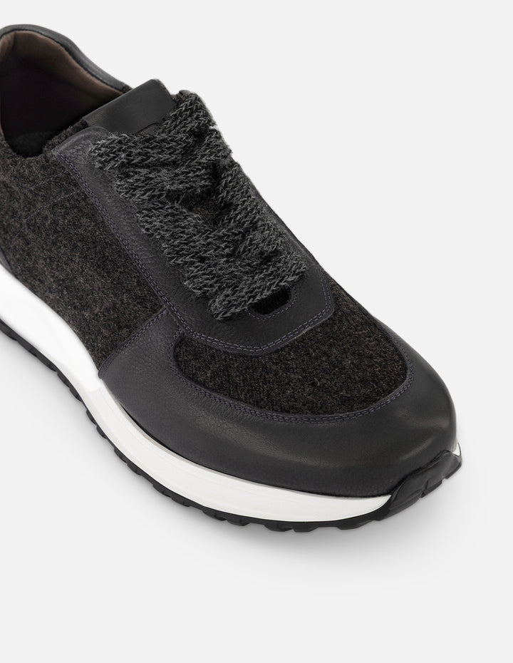 Tenis grises para hombre en textil tipo lana y piel bombeada