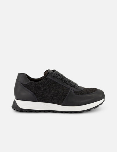 Tenis grises para hombre en textil tipo lana y piel bombeada