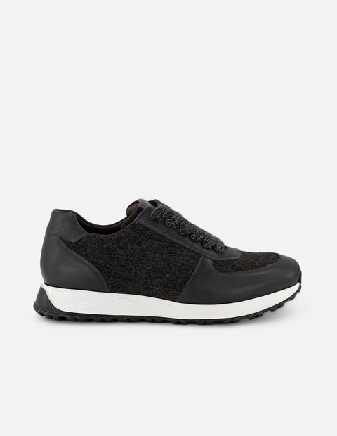 Tenis grises para hombre en textil tipo lana y piel bombeada