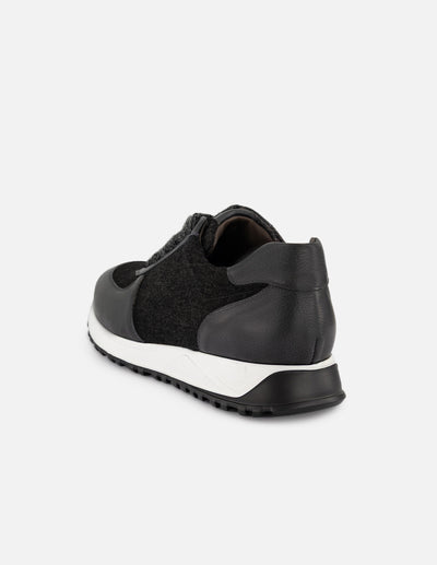Tenis grises para hombre en textil tipo lana y piel bombeada