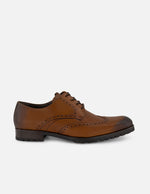 Zapatos blucher color cuero de piel con sombreado en punta