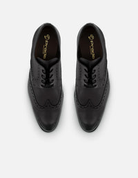 Zapatos blucher negro de piel para hombre con detalle en la punta