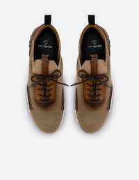 Tenis color beige en textil con detalles en piel para hombre