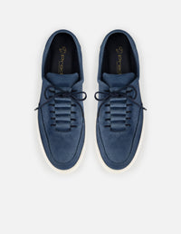 Tenis azul en ante para hombre con ajuste de cordones