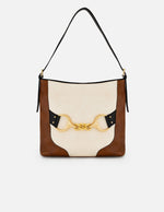 Bolso de hombro multicolor piel para mujer con herraje frontal