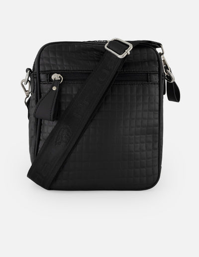 Bandolera negra nylon para hombre con acabado acolchado
