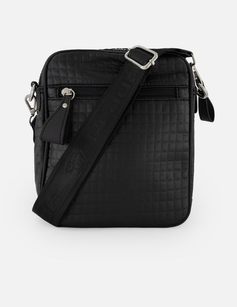 Bandolera negra nylon para hombre con acabado acolchado