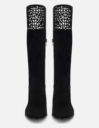 Bota color negro ante con acabado aterciopelado para mujer