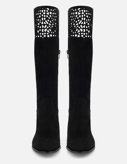 Bota color negro ante con acabado aterciopelado para mujer