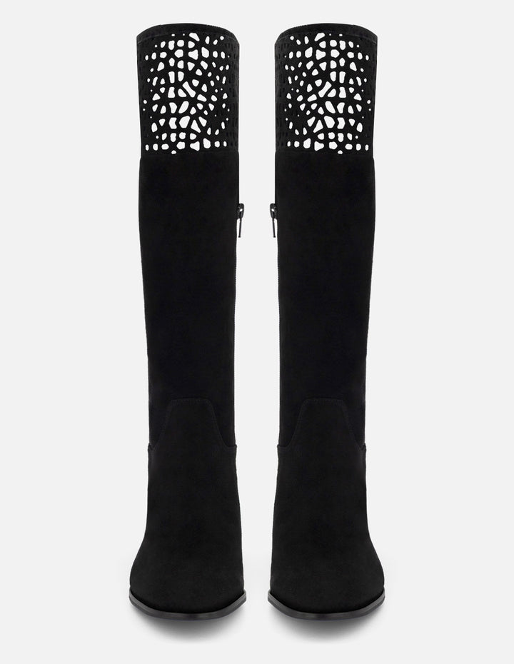 Bota color negro ante con acabado aterciopelado para mujer