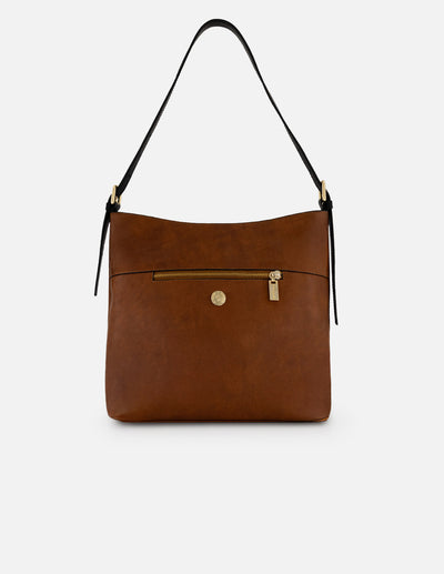 Bolso de hombro multicolor piel para mujer con herraje frontal