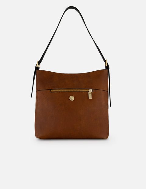Bolso de hombro multicolor piel para mujer con herraje frontal